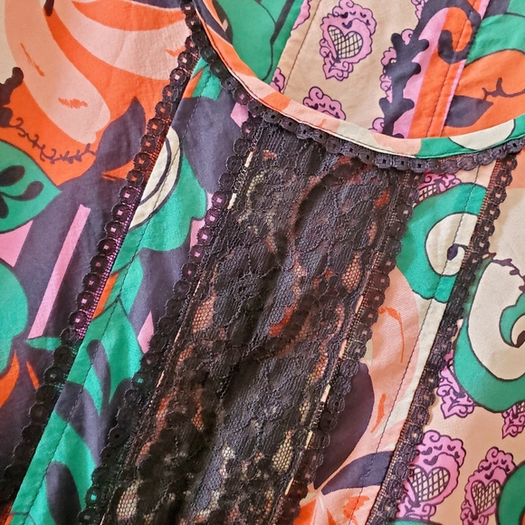 Anthropologie Odille 100% Silk Boho Floral Peplum Tunic Longsleeve sz 8 - Picture 7 of 8